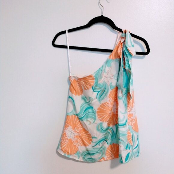 Lilly Pulitzer silk one shoulder floral top size 0 - Picture 1 of 5